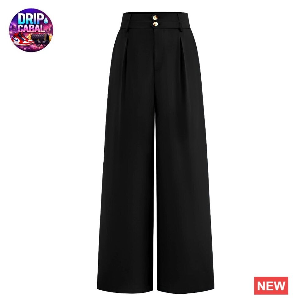 Wide Leg Palazzo Pants High Waisted Pleated Business Casual Office Trousers